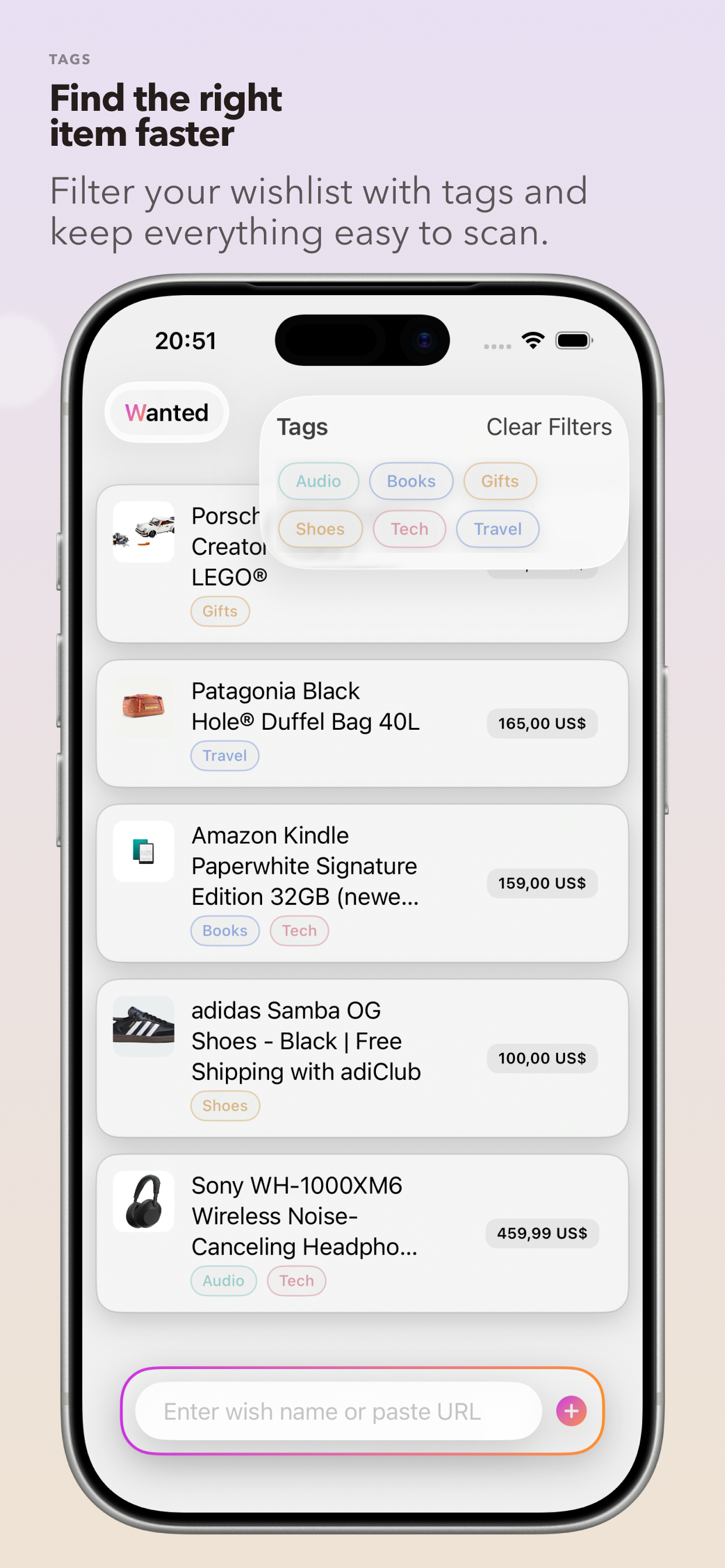 Wanted tags screen on iPhone